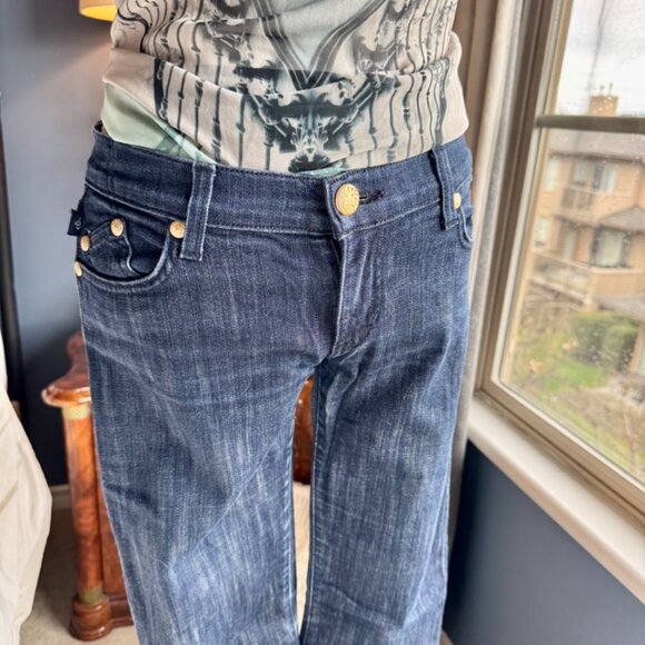 Rock & Republic Gold Chain Low Rise Bootcut Jeans - Picture 2 of 10